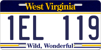 WV license plate 1EL119