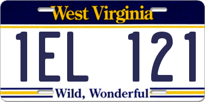 WV license plate 1EL121