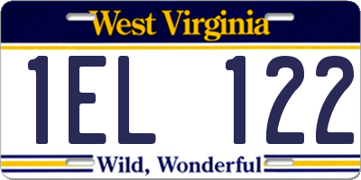 WV license plate 1EL122