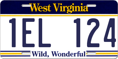 WV license plate 1EL124