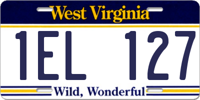WV license plate 1EL127
