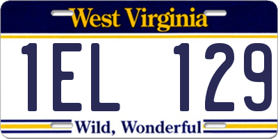 WV license plate 1EL129