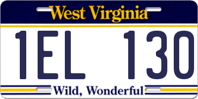 WV license plate 1EL130
