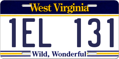 WV license plate 1EL131