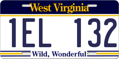 WV license plate 1EL132