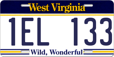WV license plate 1EL133