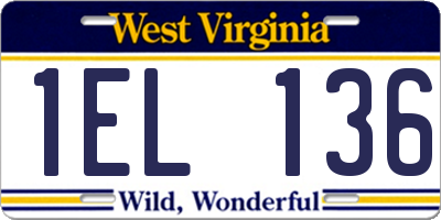 WV license plate 1EL136