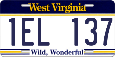 WV license plate 1EL137