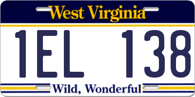 WV license plate 1EL138