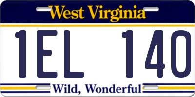 WV license plate 1EL140