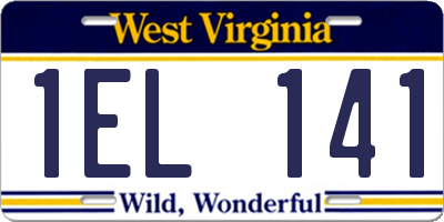 WV license plate 1EL141