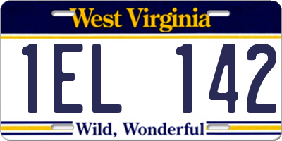 WV license plate 1EL142