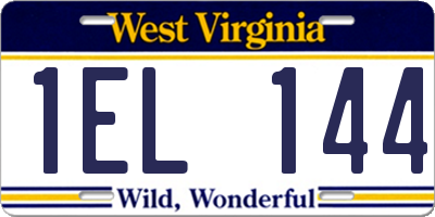 WV license plate 1EL144