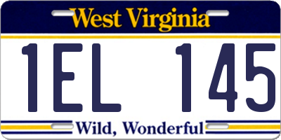 WV license plate 1EL145