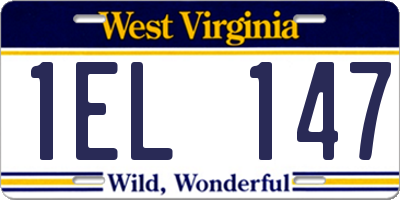 WV license plate 1EL147