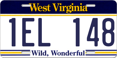 WV license plate 1EL148