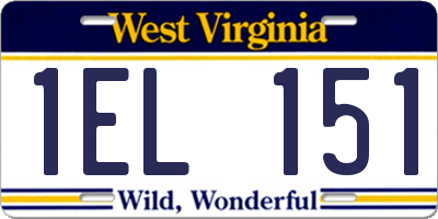 WV license plate 1EL151