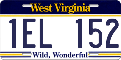 WV license plate 1EL152