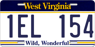 WV license plate 1EL154