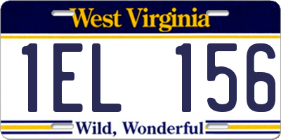 WV license plate 1EL156