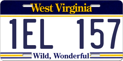 WV license plate 1EL157
