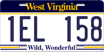 WV license plate 1EL158