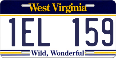WV license plate 1EL159