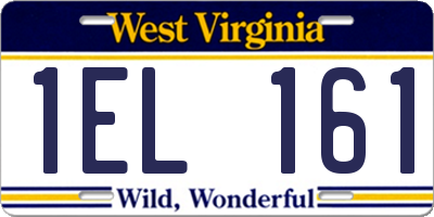 WV license plate 1EL161