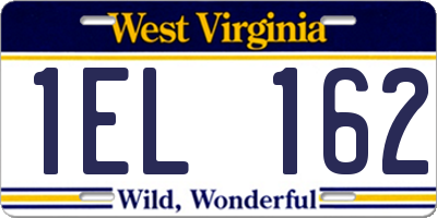 WV license plate 1EL162