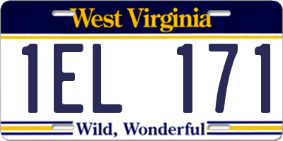 WV license plate 1EL171