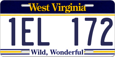 WV license plate 1EL172