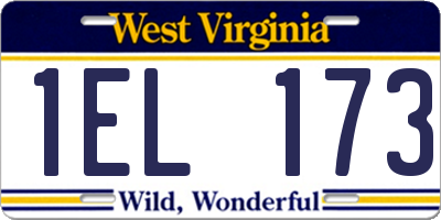 WV license plate 1EL173