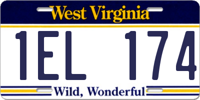 WV license plate 1EL174
