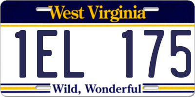 WV license plate 1EL175
