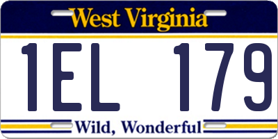 WV license plate 1EL179