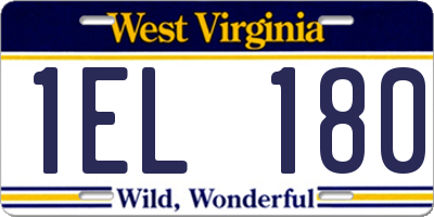 WV license plate 1EL180
