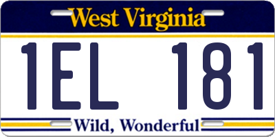 WV license plate 1EL181