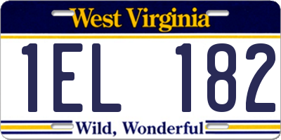 WV license plate 1EL182