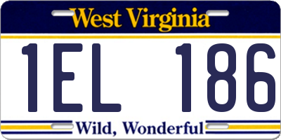 WV license plate 1EL186