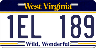 WV license plate 1EL189