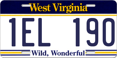 WV license plate 1EL190