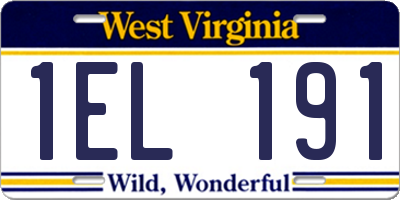 WV license plate 1EL191