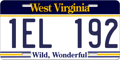 WV license plate 1EL192
