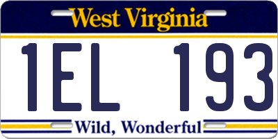 WV license plate 1EL193