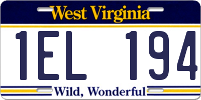 WV license plate 1EL194