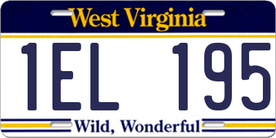 WV license plate 1EL195