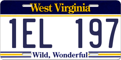 WV license plate 1EL197
