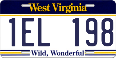 WV license plate 1EL198