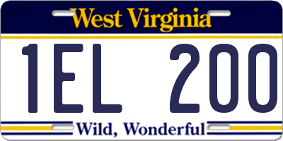 WV license plate 1EL200