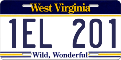 WV license plate 1EL201